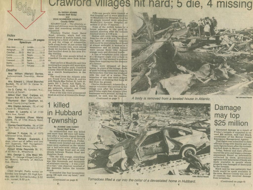 Niles to Wheatland F5 Tornado May 31, 1985 — Highways & Hailstones