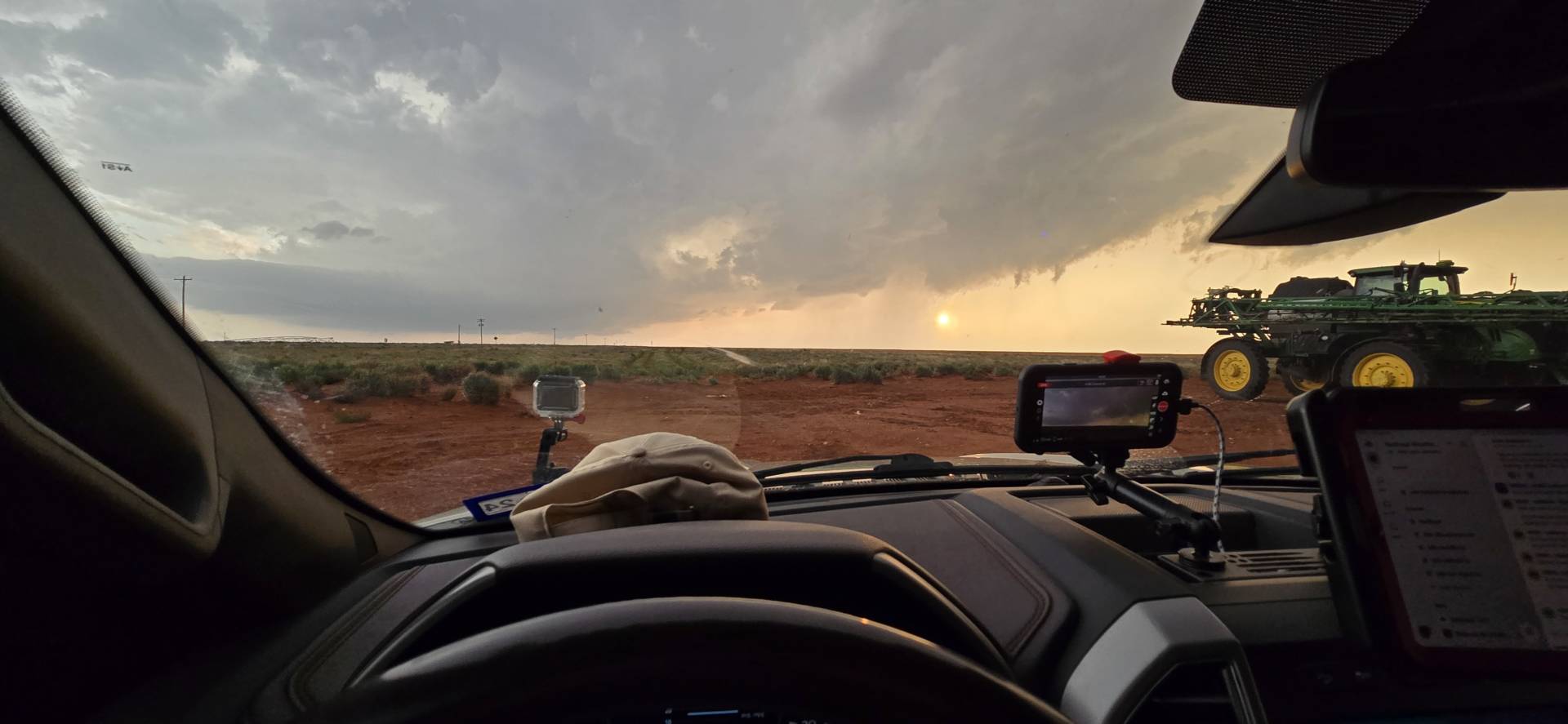 Watching a dying storm. Going to get a time lapse of the sunset, then try to see some lightning on the way home.