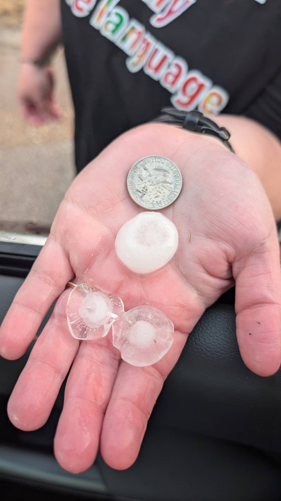 Quarter sized hail near Leon, Kansas. #kswx